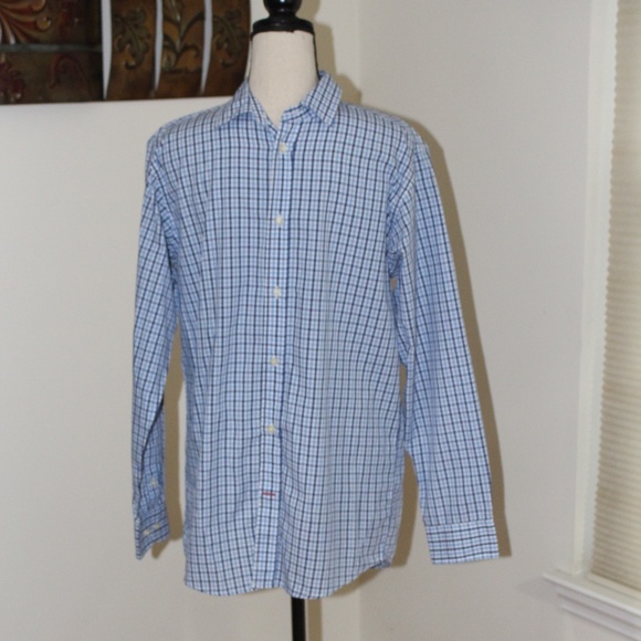 Tommy Hilfiger, blue gingham button down long sleeve shirt Y20 - Picture 1 of 6